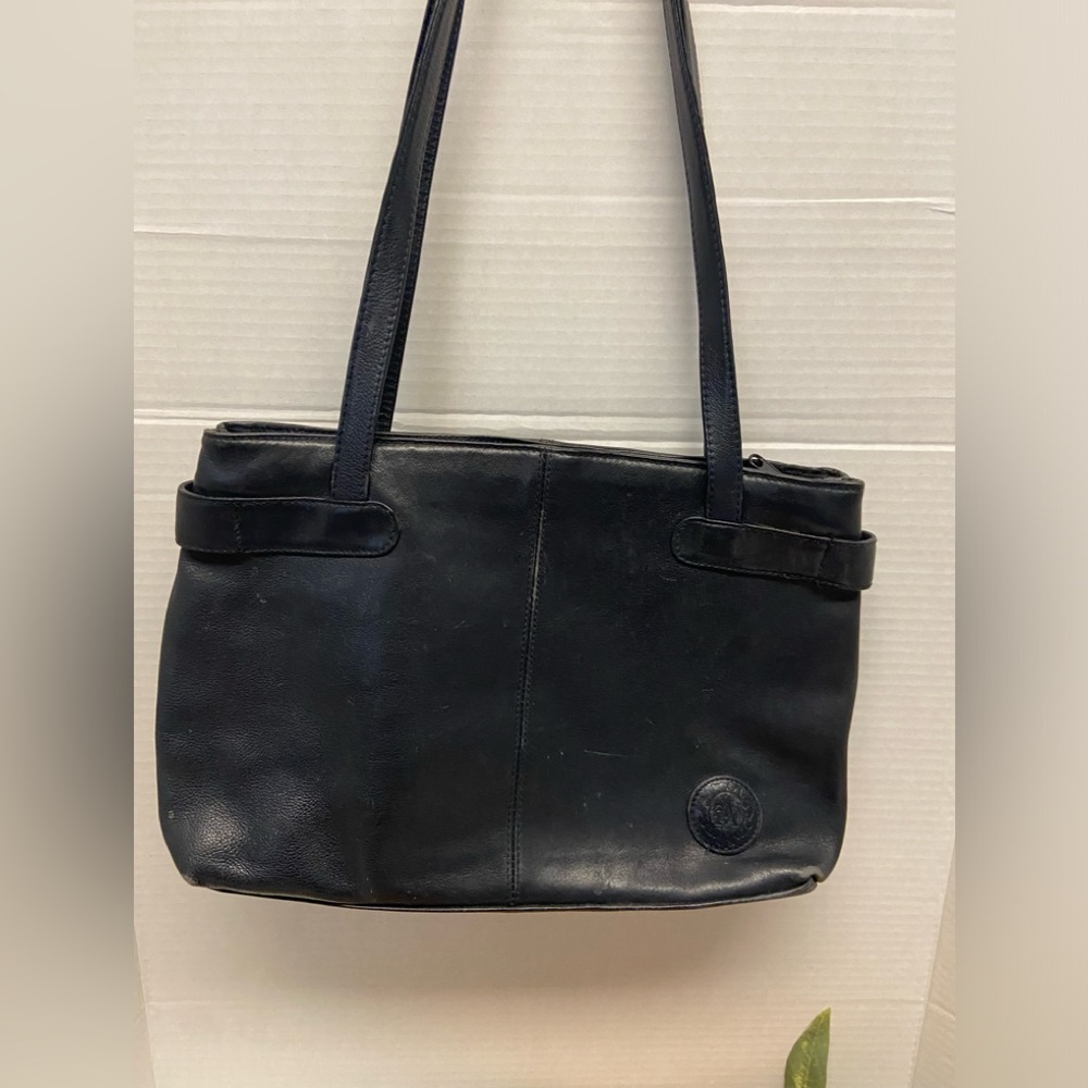 Vintage AXIOM Leather Navy Blue Tote Bag Shoulder Bag